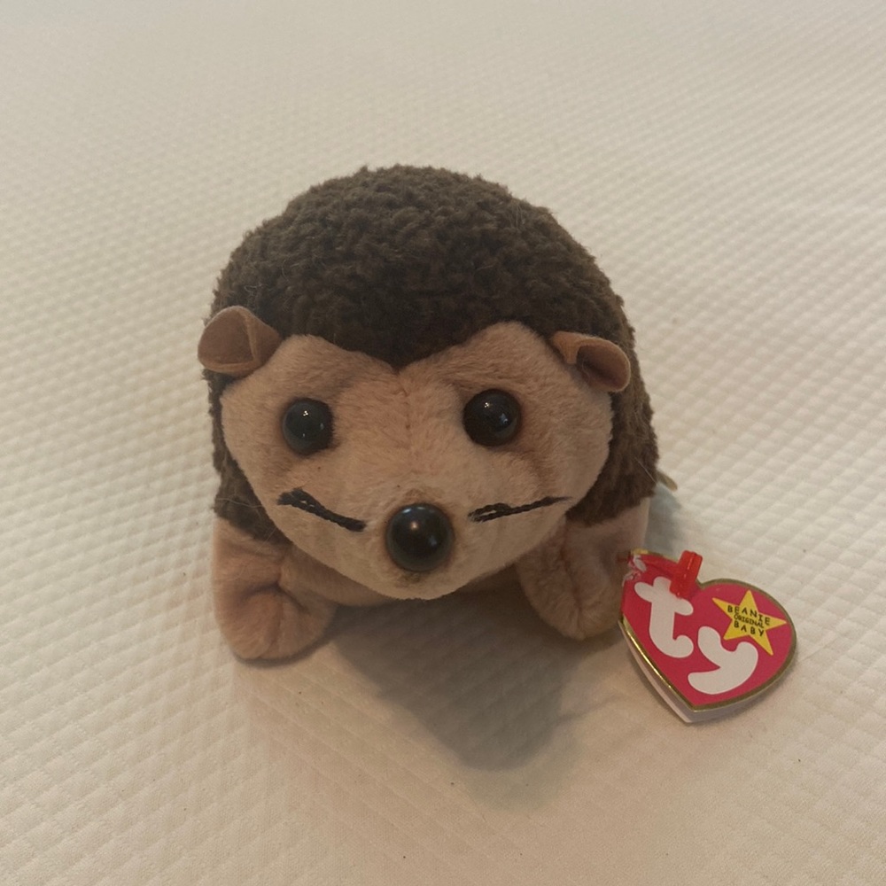 Ty Beanie Baby Collectible Toy Animal Brown Tan Prickles Hedgehog with Tag